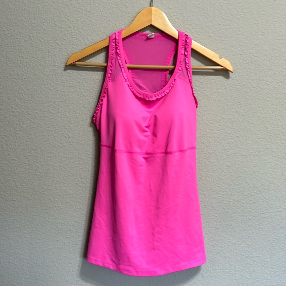Fila size Small built in bra mesh back hot pink activewear tank top